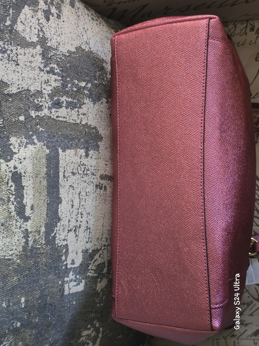 Coach Ava Chain Tote in Metallic Raspberry Crossgrain Leather NWT w/ Charms - Picture 11 of 17